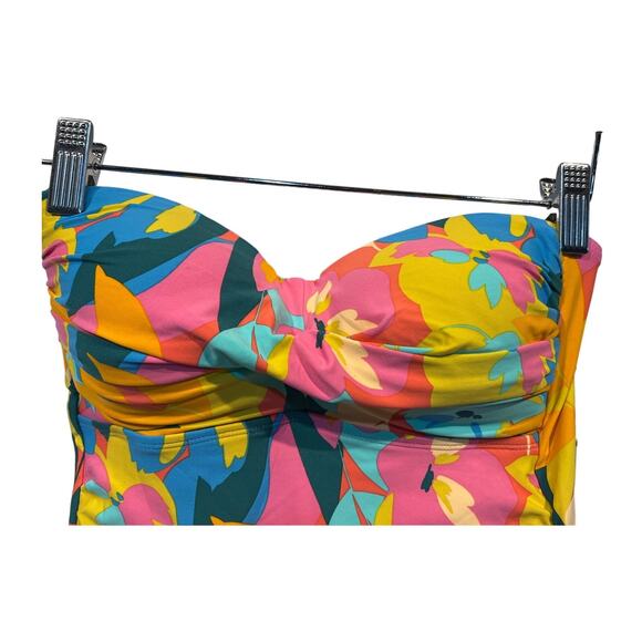 ANNE COLE WOMENS XS TANKINI STRAPLESS PLUMERIA TWIST SHIRRED PLUMERIA NO STRAPS - Picture 3 of 10